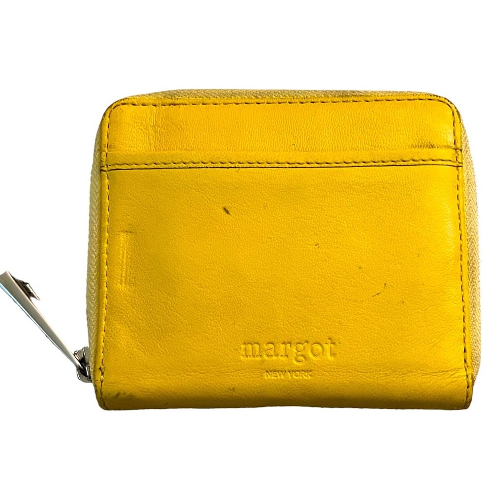 Anthro Margot Cyrus Sunflower Yellow Leather Zip Around Wallet